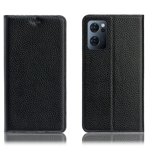 Funda de Cuero Cartera con Soporte Carcasa H02P para Oppo Reno7 5G Negro