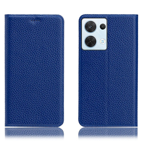 Funda de Cuero Cartera con Soporte Carcasa H02P para Oppo Reno8 5G Azul