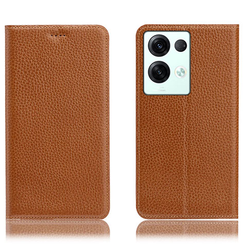 Funda de Cuero Cartera con Soporte Carcasa H02P para Oppo Reno8 Pro+ Plus 5G Marron Claro