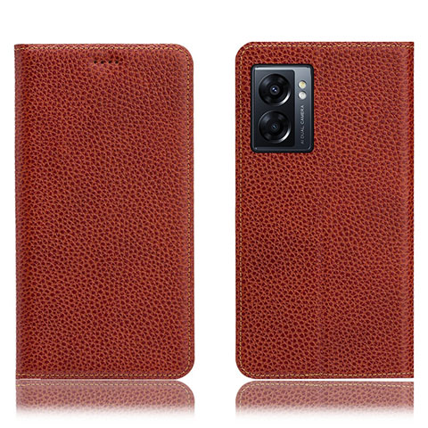 Funda de Cuero Cartera con Soporte Carcasa H02P para Realme Narzo 50 5G Marron