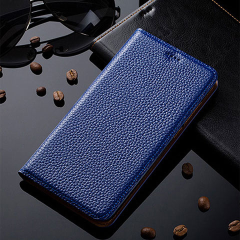 Funda de Cuero Cartera con Soporte Carcasa H02P para Samsung Galaxy A41 Azul