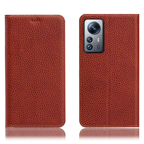 Funda de Cuero Cartera con Soporte Carcasa H02P para Xiaomi Mi 12 Pro 5G Marron