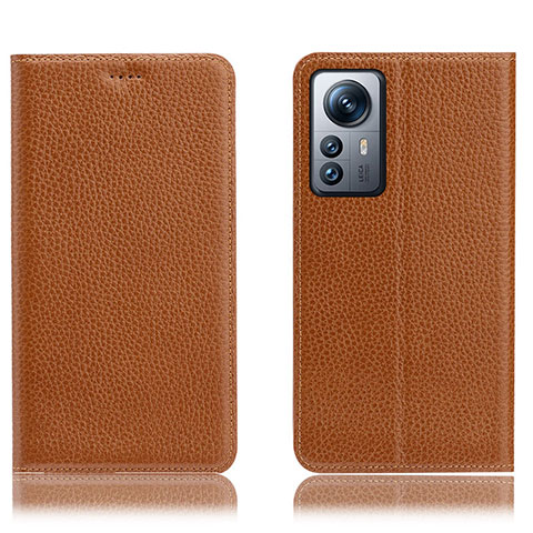 Funda de Cuero Cartera con Soporte Carcasa H02P para Xiaomi Mi 12X 5G Marron Claro