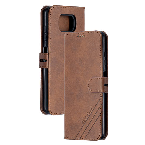 Funda de Cuero Cartera con Soporte Carcasa H02X para Xiaomi Poco X3 NFC Marron