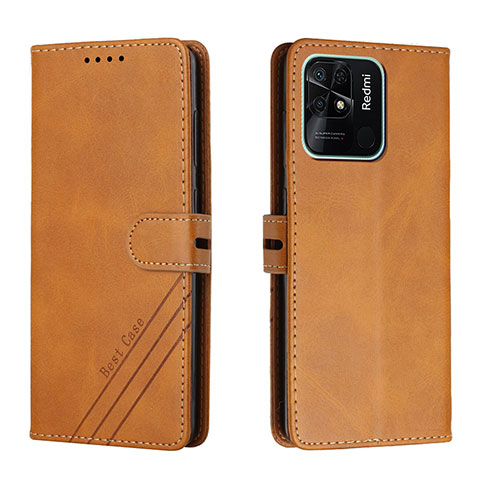 Funda de Cuero Cartera con Soporte Carcasa H02X para Xiaomi Redmi 10 India Marron Claro