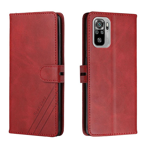 Funda de Cuero Cartera con Soporte Carcasa H02X para Xiaomi Redmi Note 10S 4G Rojo