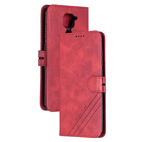 Funda de Cuero Cartera con Soporte Carcasa H02X para Xiaomi Redmi Note 9 Rojo