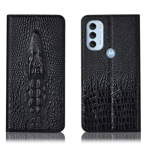 Funda de Cuero Cartera con Soporte Carcasa H03P para Motorola Moto G71 5G Negro