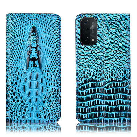 Funda de Cuero Cartera con Soporte Carcasa H03P para OnePlus Nord N200 5G Azul Cielo