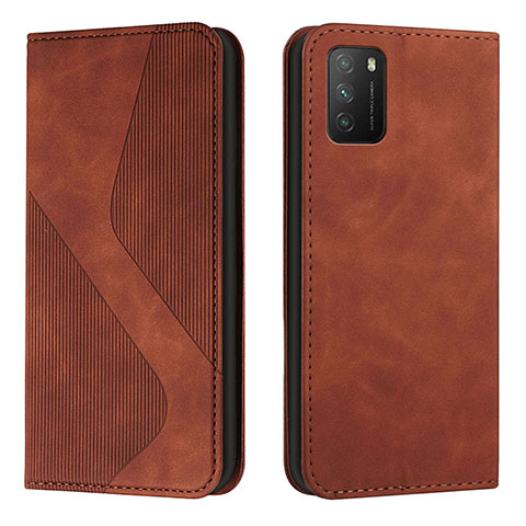 Funda de Cuero Cartera con Soporte Carcasa H03X para Xiaomi Poco M3 Marron