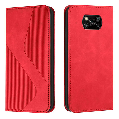Funda de Cuero Cartera con Soporte Carcasa H03X para Xiaomi Poco X3 NFC Rojo