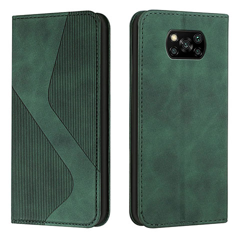 Funda de Cuero Cartera con Soporte Carcasa H03X para Xiaomi Poco X3 Pro Verde