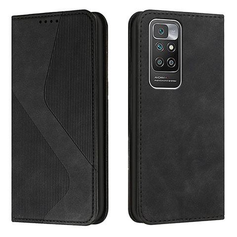 Funda de Cuero Cartera con Soporte Carcasa H03X para Xiaomi Redmi 10 4G Negro