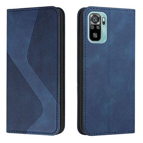 Funda de Cuero Cartera con Soporte Carcasa H03X para Xiaomi Redmi Note 10S 4G Azul