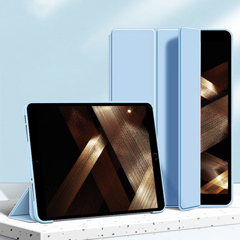 Funda de Cuero Cartera con Soporte Carcasa H04 para Apple iPad Mini 4 Azul