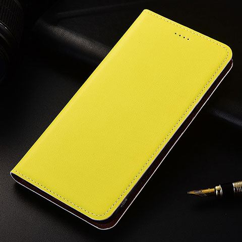 Funda de Cuero Cartera con Soporte Carcasa H04 para Apple iPhone 13 Mini Amarillo