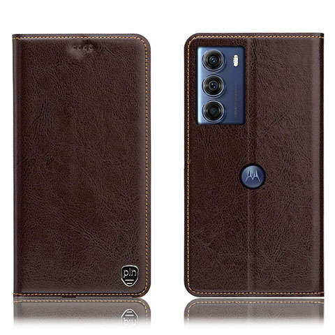 Funda de Cuero Cartera con Soporte Carcasa H04P para Motorola Moto Edge S30 5G Marron