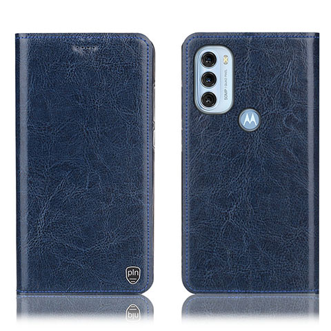 Funda de Cuero Cartera con Soporte Carcasa H04P para Motorola Moto G71 5G Azul