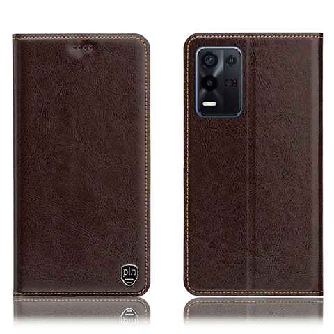 Funda de Cuero Cartera con Soporte Carcasa H04P para Oppo K9X 5G Marron