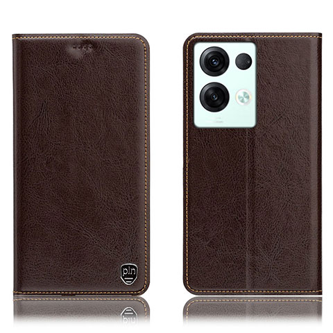 Funda de Cuero Cartera con Soporte Carcasa H04P para Oppo Reno8 Pro 5G Marron