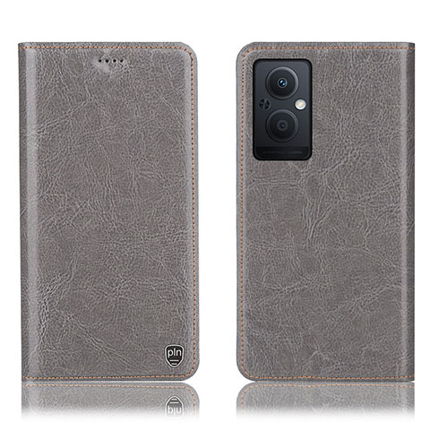 Funda de Cuero Cartera con Soporte Carcasa H04P para Oppo Reno8 Z 5G Gris