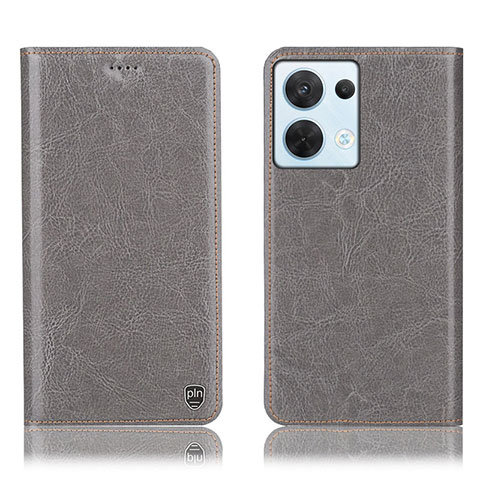 Funda de Cuero Cartera con Soporte Carcasa H04P para Oppo Reno9 5G Gris