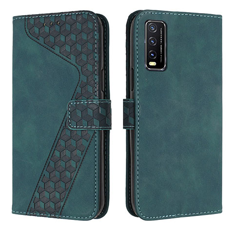 Funda de Cuero Cartera con Soporte Carcasa H04X para Vivo Y20 Verde