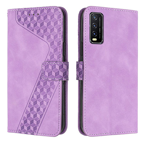 Funda de Cuero Cartera con Soporte Carcasa H04X para Vivo Y20s Morado