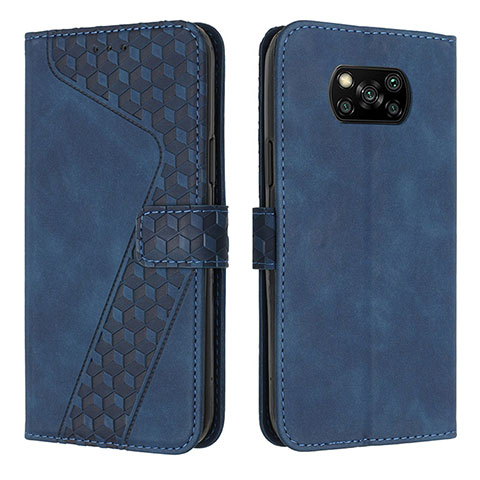 Funda de Cuero Cartera con Soporte Carcasa H04X para Xiaomi Poco X3 NFC Azul