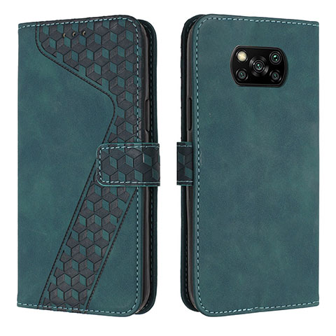 Funda de Cuero Cartera con Soporte Carcasa H04X para Xiaomi Poco X3 Pro Verde