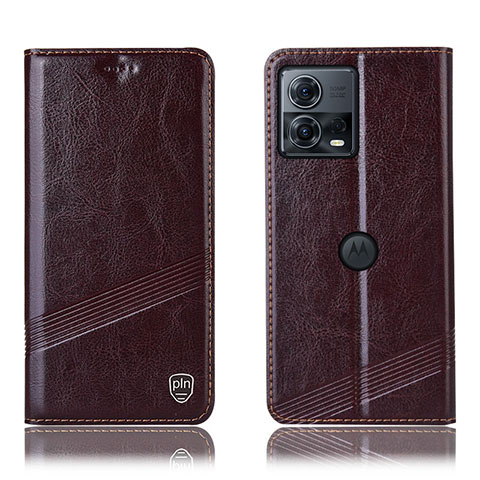 Funda de Cuero Cartera con Soporte Carcasa H05P para Motorola Moto Edge 30 Fusion 5G Marron