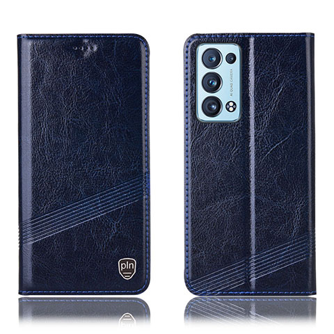 Funda de Cuero Cartera con Soporte Carcasa H05P para Oppo Reno6 Pro+ Plus 5G Azul