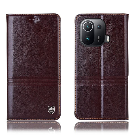 Funda de Cuero Cartera con Soporte Carcasa H05P para Xiaomi Mi 11 Pro 5G Marron