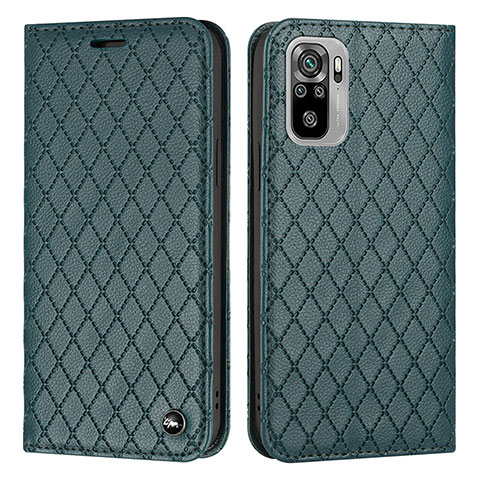 Funda de Cuero Cartera con Soporte Carcasa H05X para Xiaomi Redmi Note 10S 4G Verde