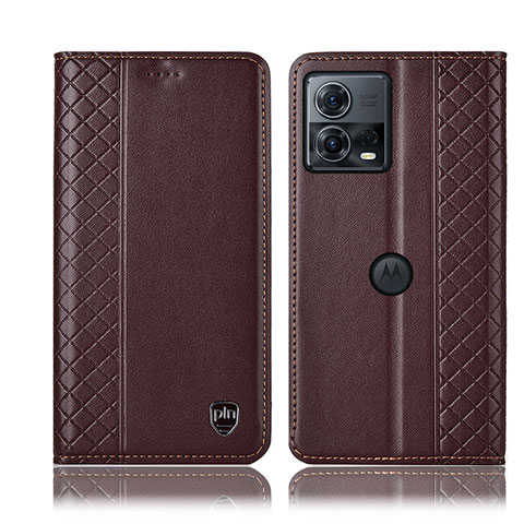 Funda de Cuero Cartera con Soporte Carcasa H06P para Motorola Moto Edge 30 Fusion 5G Marron