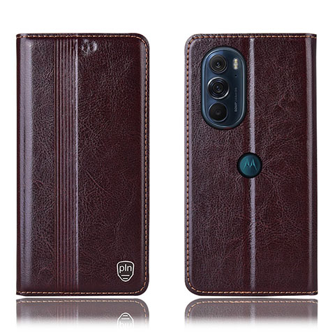 Funda de Cuero Cartera con Soporte Carcasa H06P para Motorola Moto Edge X30 5G Marron