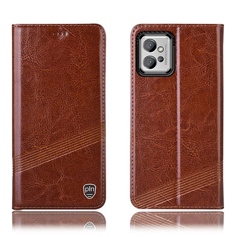 Funda de Cuero Cartera con Soporte Carcasa H06P para Motorola Moto G32 Marron Claro