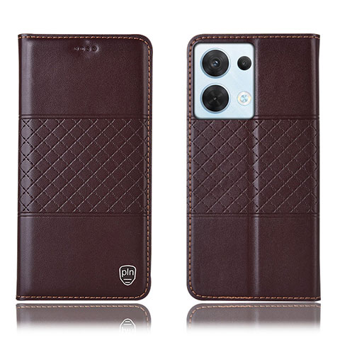 Funda de Cuero Cartera con Soporte Carcasa H07P para Oppo Reno8 5G Marron