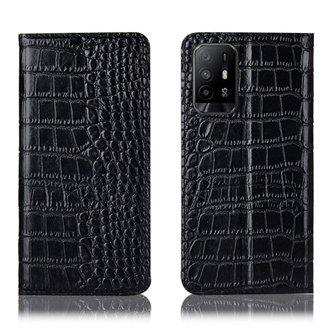 Funda de Cuero Cartera con Soporte Carcasa H08P para Oppo F19 Pro+ Plus 5G Negro