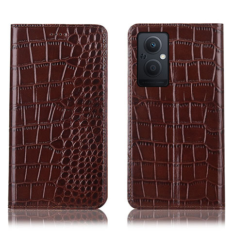 Funda de Cuero Cartera con Soporte Carcasa H08P para Oppo F21s Pro 5G Marron