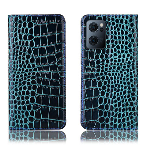 Funda de Cuero Cartera con Soporte Carcasa H08P para Oppo Find X5 Lite 5G Azul