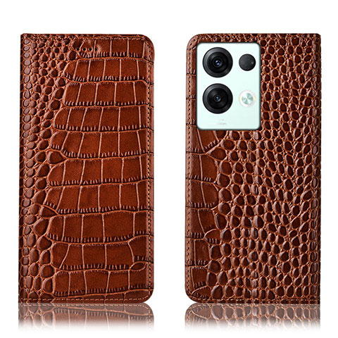 Funda de Cuero Cartera con Soporte Carcasa H08P para Oppo Reno8 Pro+ Plus 5G Marron Claro