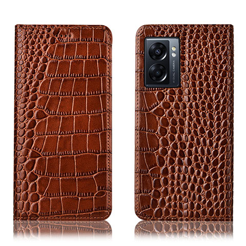 Funda de Cuero Cartera con Soporte Carcasa H08P para Realme Narzo 50 5G Marron Claro