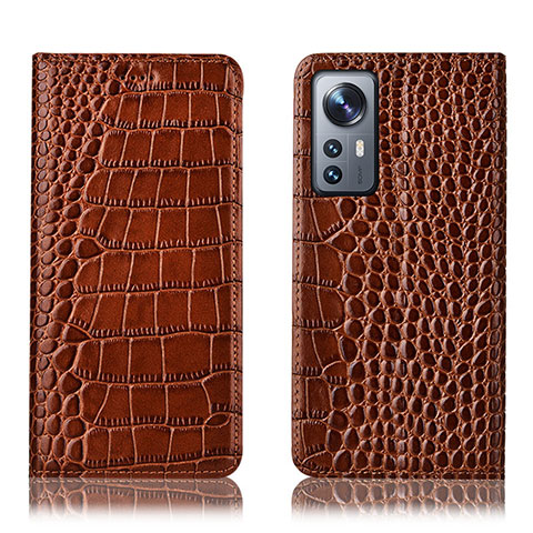 Funda de Cuero Cartera con Soporte Carcasa H08P para Xiaomi Mi 12X 5G Marron Claro