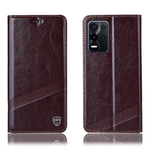 Funda de Cuero Cartera con Soporte Carcasa H09P para Oppo K9X 5G Marron