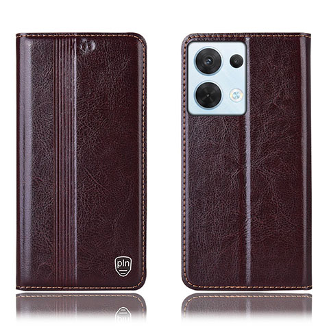 Funda de Cuero Cartera con Soporte Carcasa H09P para Oppo Reno8 5G Marron