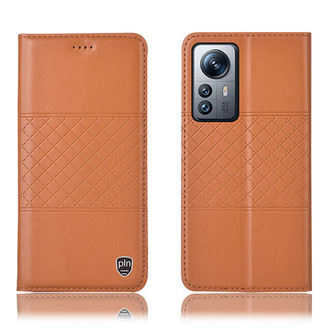 Funda de Cuero Cartera con Soporte Carcasa H09P para Xiaomi Mi 12 Pro 5G Naranja