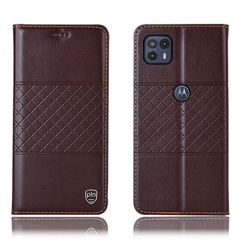 Funda de Cuero Cartera con Soporte Carcasa H10P para Motorola Moto G50 5G Marron