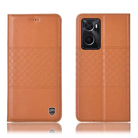 Funda de Cuero Cartera con Soporte Carcasa H10P para Oppo A76 Naranja