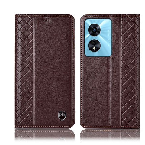 Funda de Cuero Cartera con Soporte Carcasa H10P para Oppo A97 5G Marron